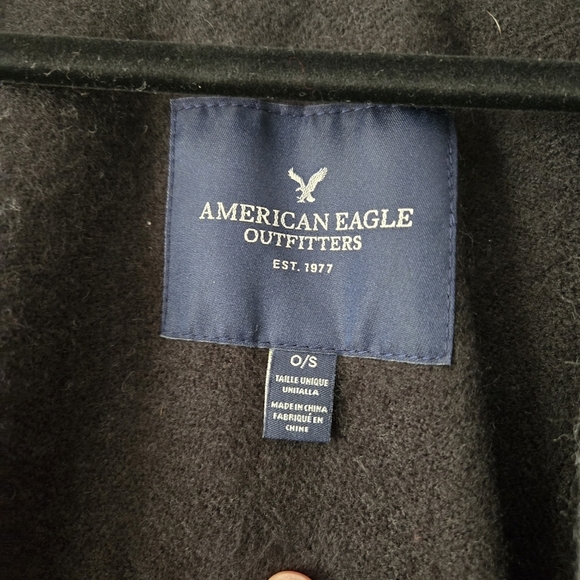 American Eagle OS Grayscale Aztek Poncho Sweater - Picture 6 of 6